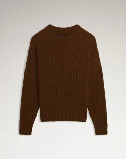 Textured Cashmere Cable Crew Neck Jumper