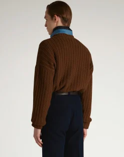 Textured Cashmere Cable Crew Neck Jumper