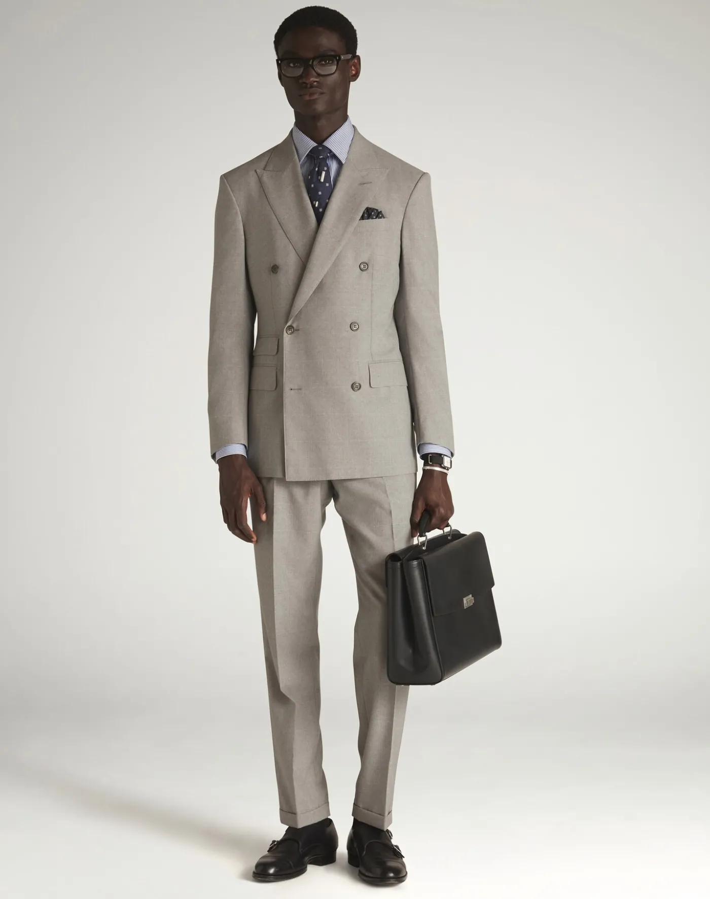 Tropical Wool and Cashmere Double Pleated Trousers