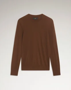 Whisky Coloured Superfine Cashmere Crew Neck Jumper