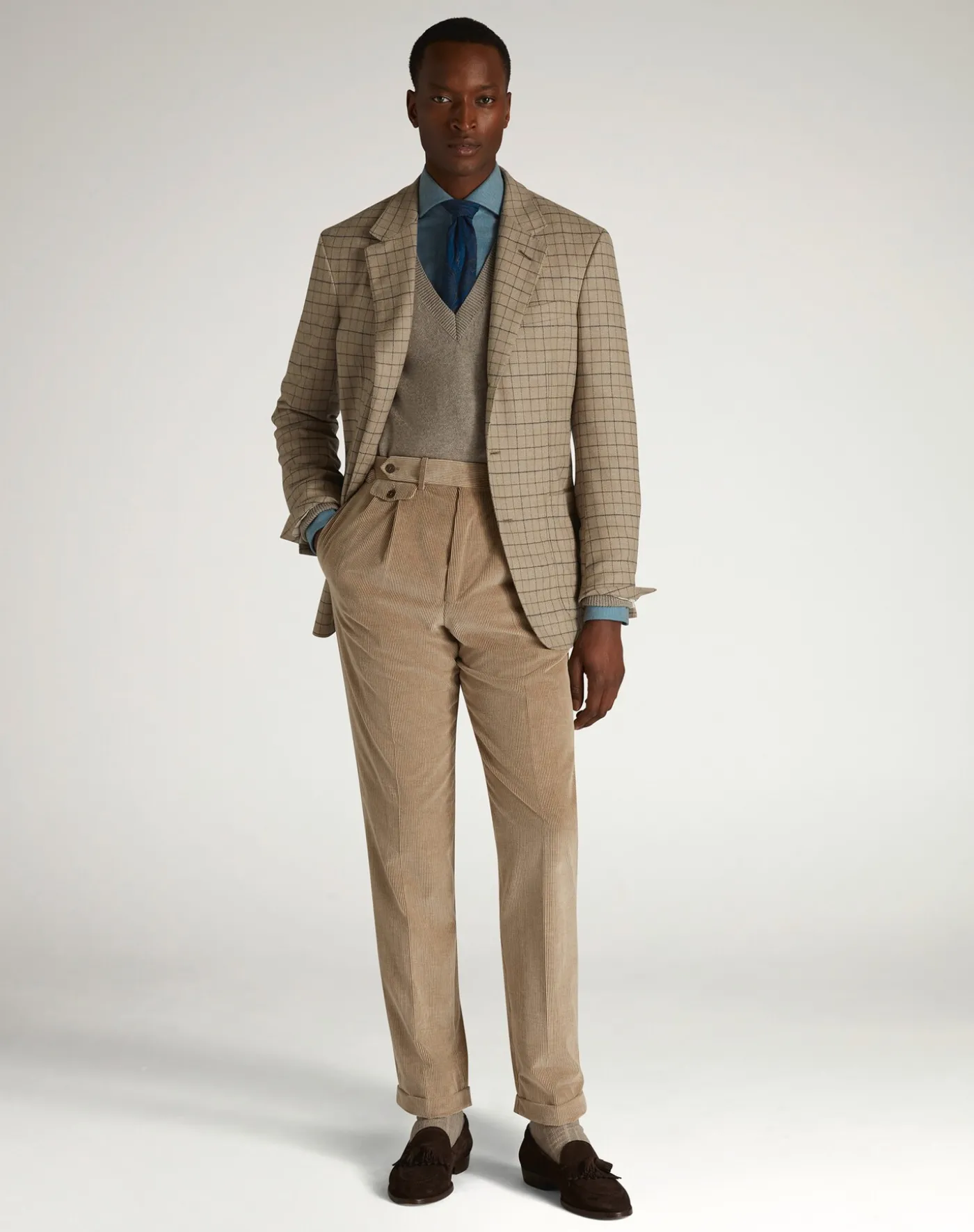 Wool Cashmere Tattersall Check Bourdon Single Breasted Sports Coat