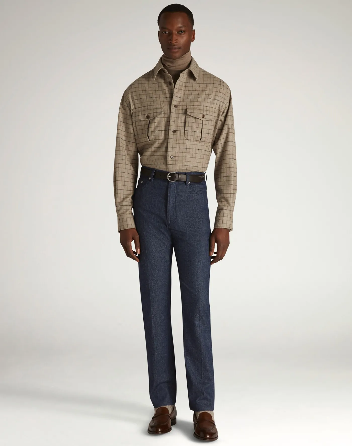 Wool Cashmere Tattersall Check Overshirt