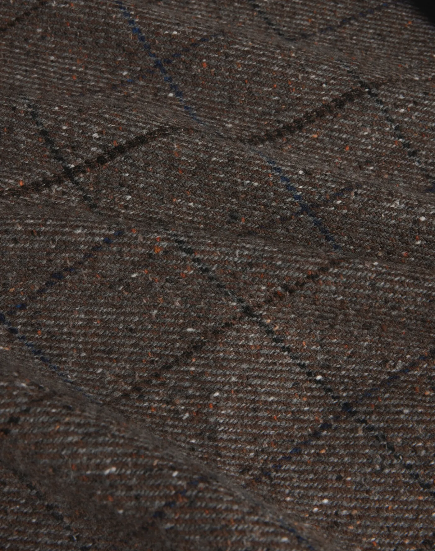 Wool Cashmere Twill Windowpane Double Breasted Coat