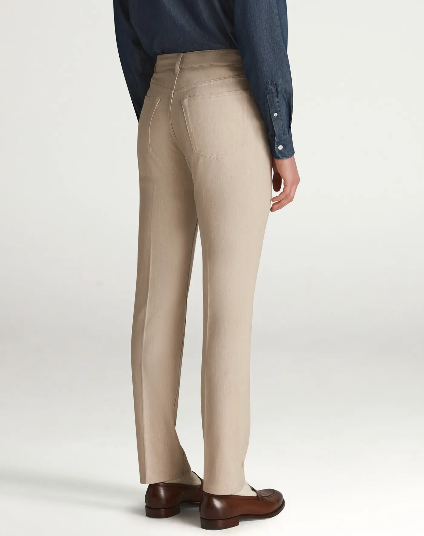 Wool Cotton Denim 5 Pocket Trousers