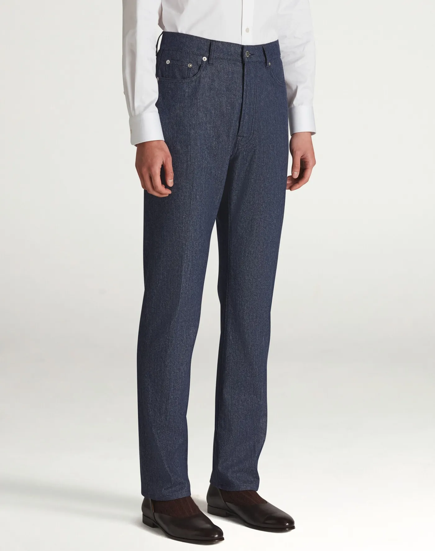 Wool Cotton Denim 5 Pocket Trousers
