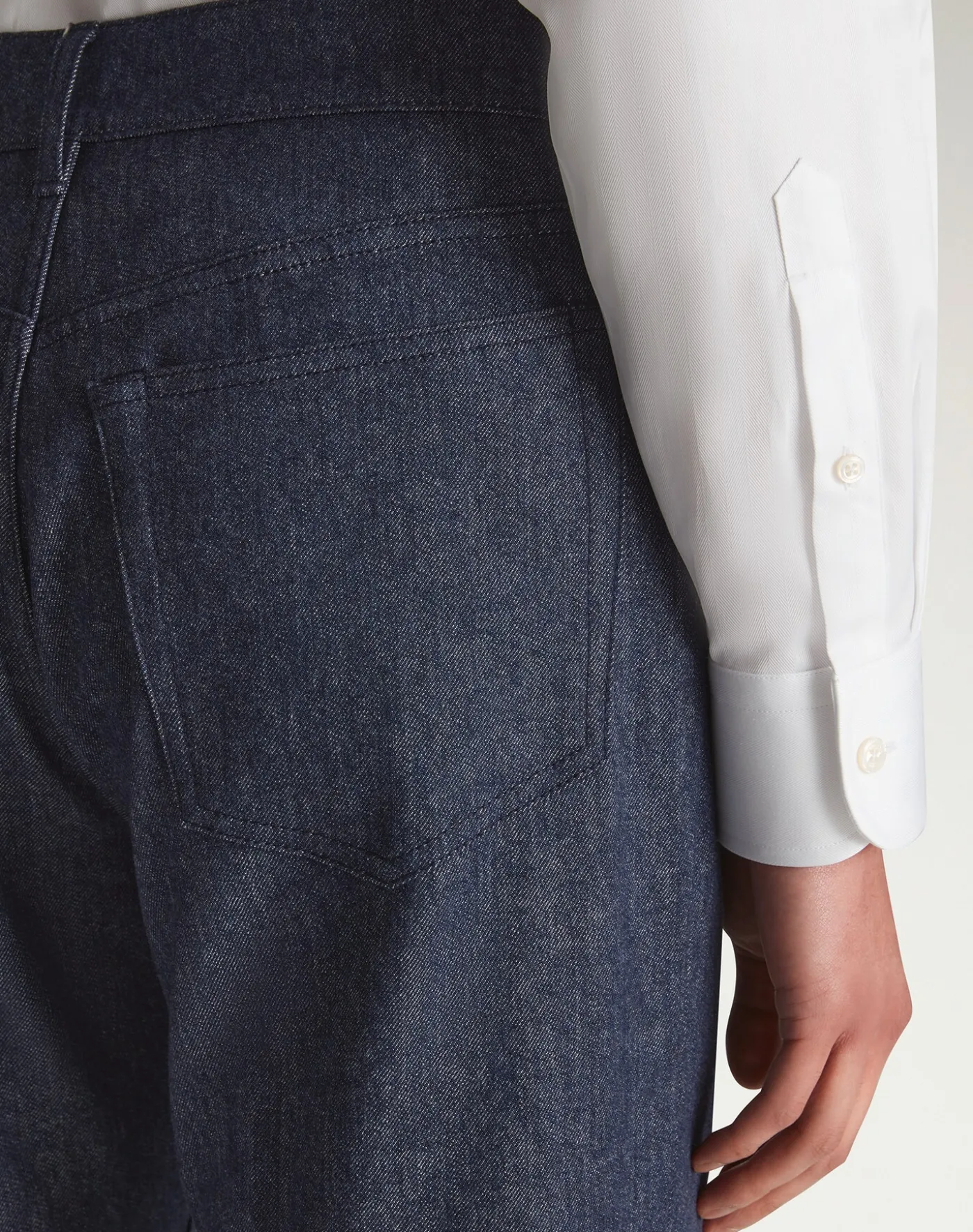 Wool Cotton Denim 5 Pocket Trousers
