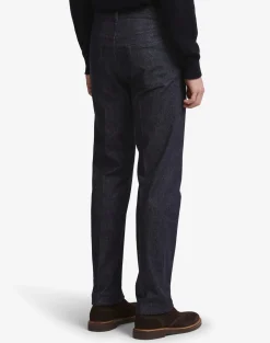 Wool Cotton Denim Straight Leg 5 Pocket Trousers