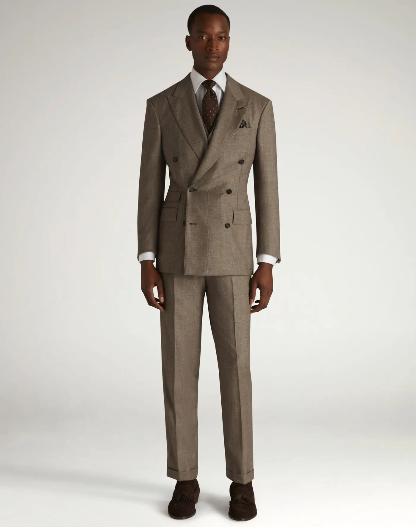 Wool Glen Check Bourdon Double Breasted Jacket