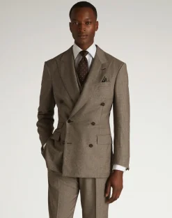 Wool Glen Check Bourdon Double Breasted Jacket