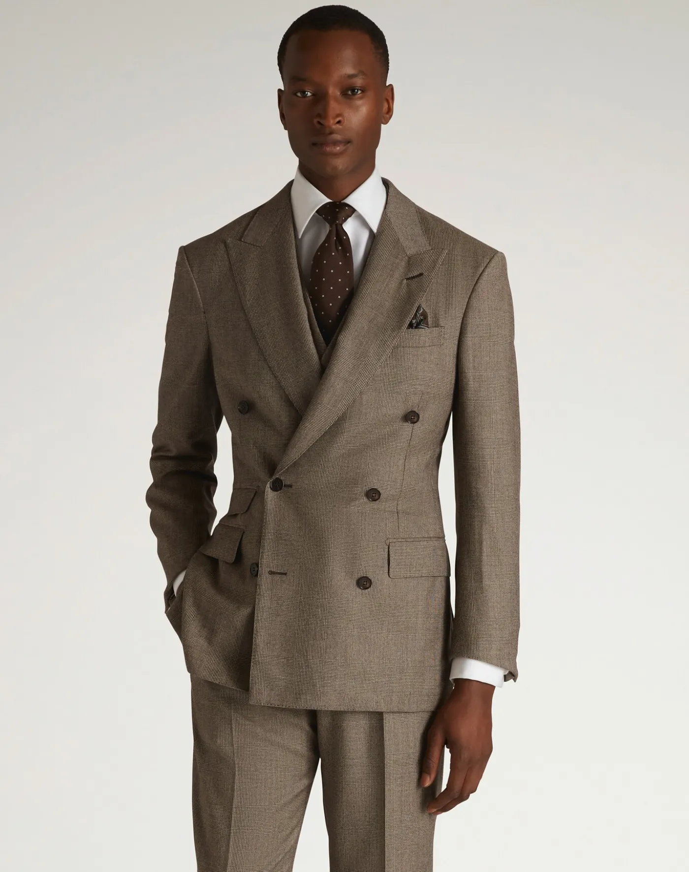 Wool Glen Check Bourdon Double Breasted Jacket