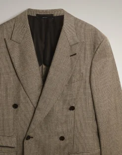 Wool Glen Check Bourdon Double Breasted Jacket