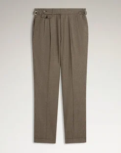 Wool Glen Check Double Pleated Trousers