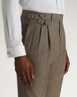 Wool Glen Check Double Pleated Trousers