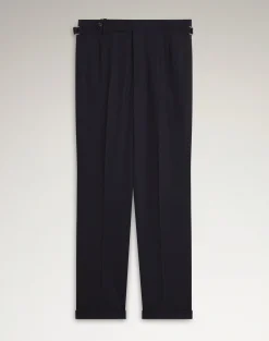 Wool High Twist Flat Front Trousers