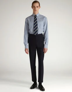 Wool High Twist Flat Front Trousers