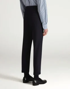 Wool High Twist Flat Front Trousers