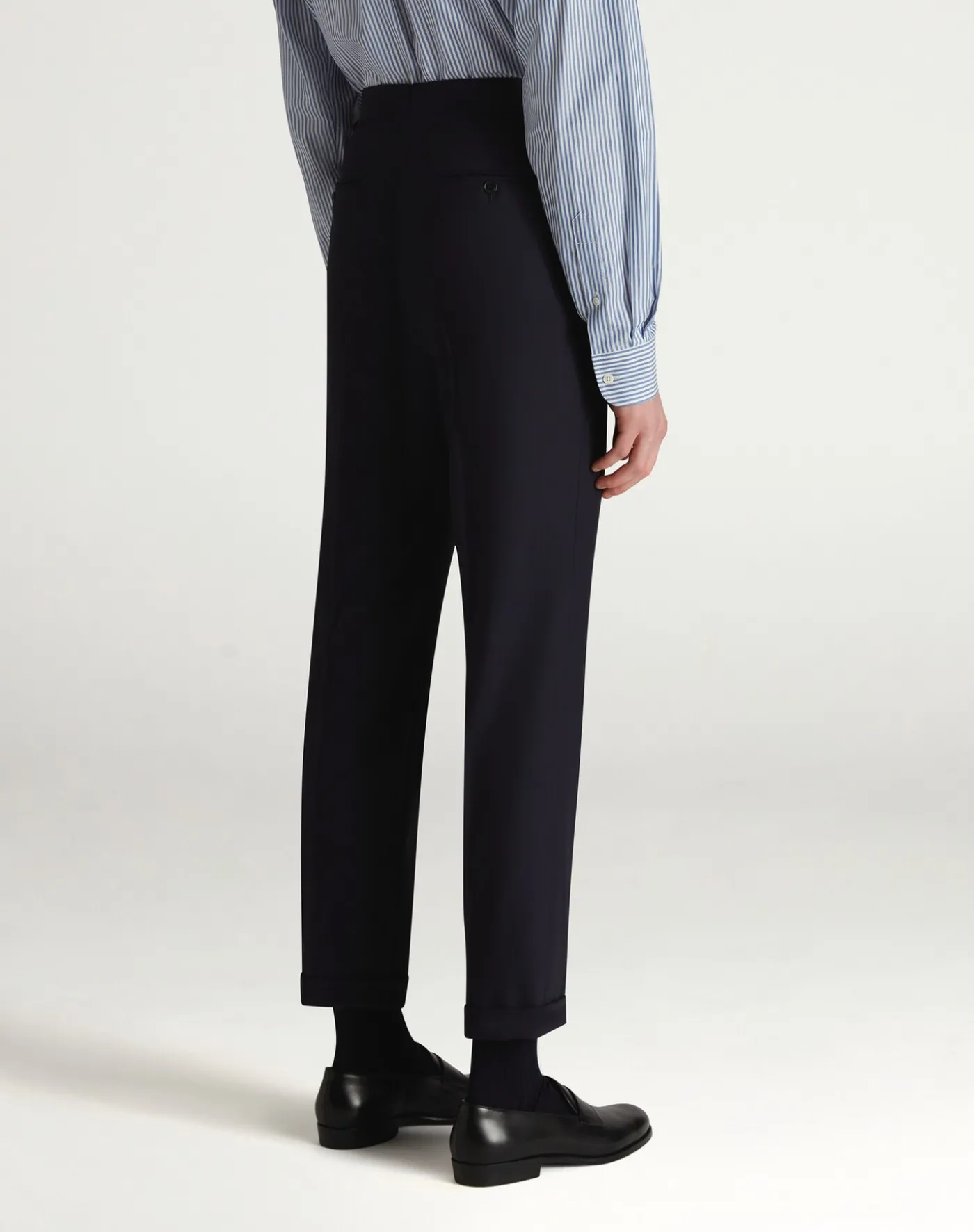 Wool High Twist Flat Front Trousers