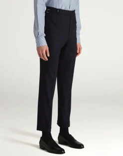 Wool High Twist Flat Front Trousers