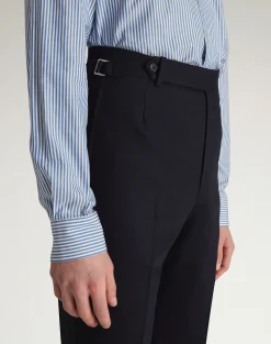 Wool High Twist Flat Front Trousers