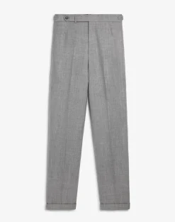 Wool Sharkskin Flat Front Trouser