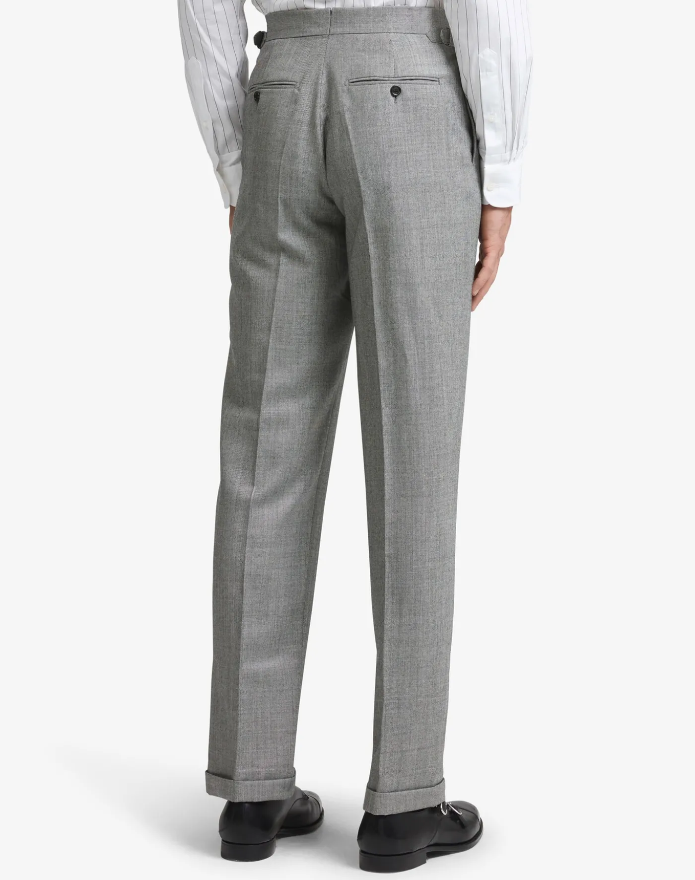 Wool Sharkskin Flat Front Trouser