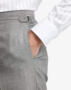 Wool Sharkskin Flat Front Trouser