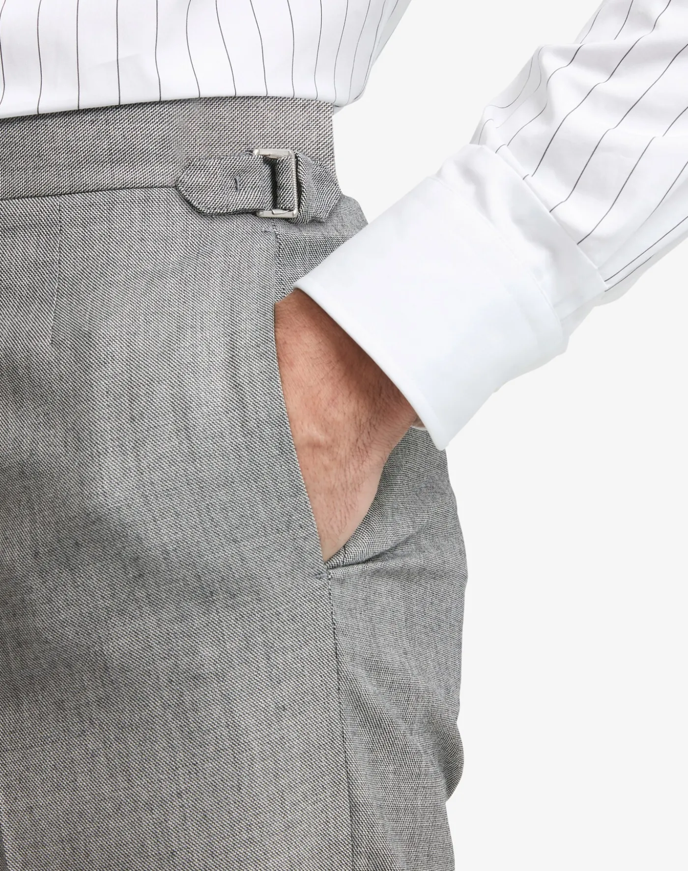 Wool Sharkskin Flat Front Trouser