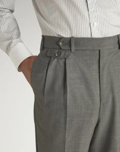 Wool Super 130's and Cashmere Double Pleated Travel Trousers