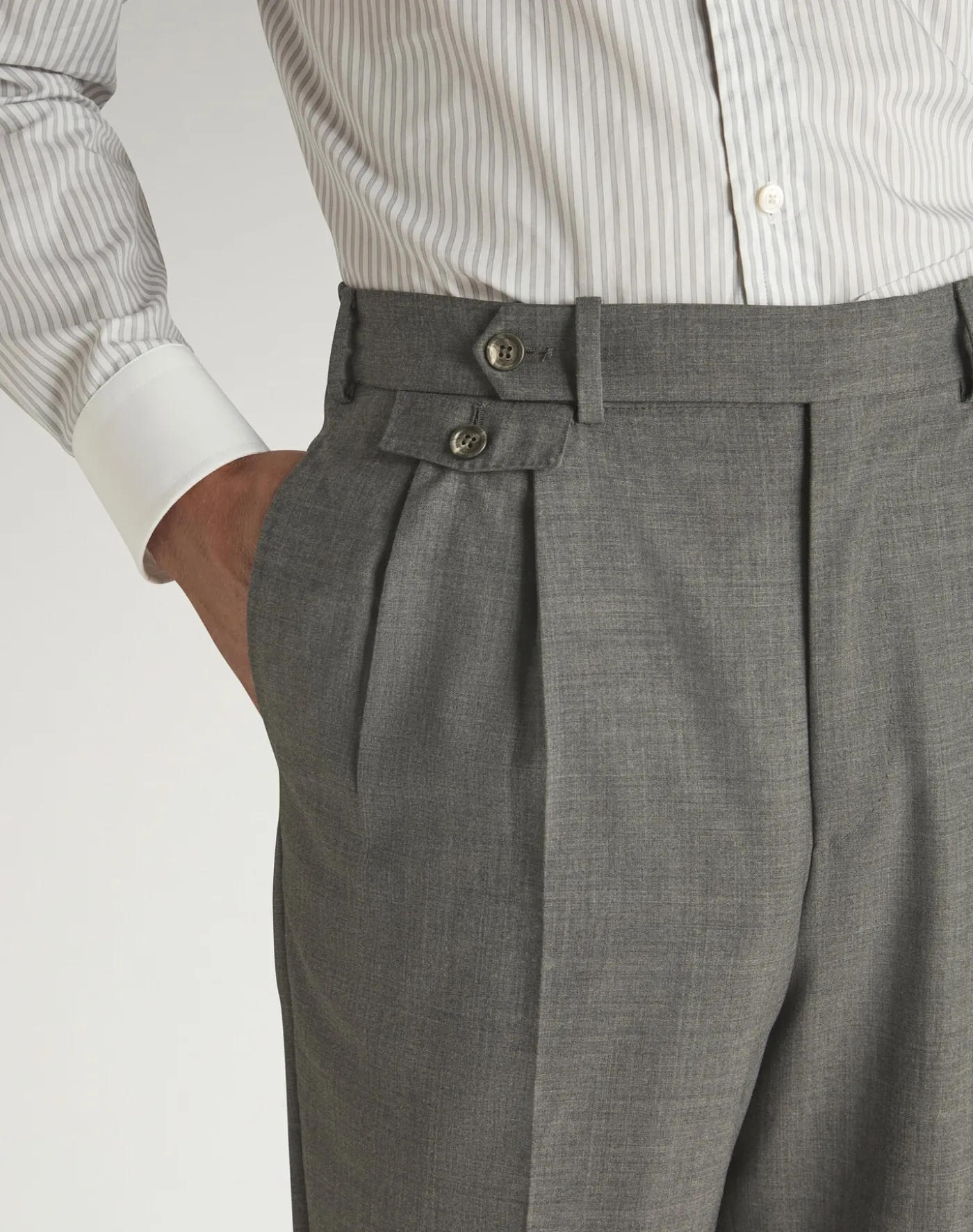 Wool Super 130's and Cashmere Double Pleated Travel Trousers