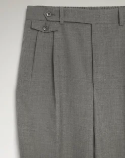 Wool Super 130's and Cashmere Double Pleated Travel Trousers