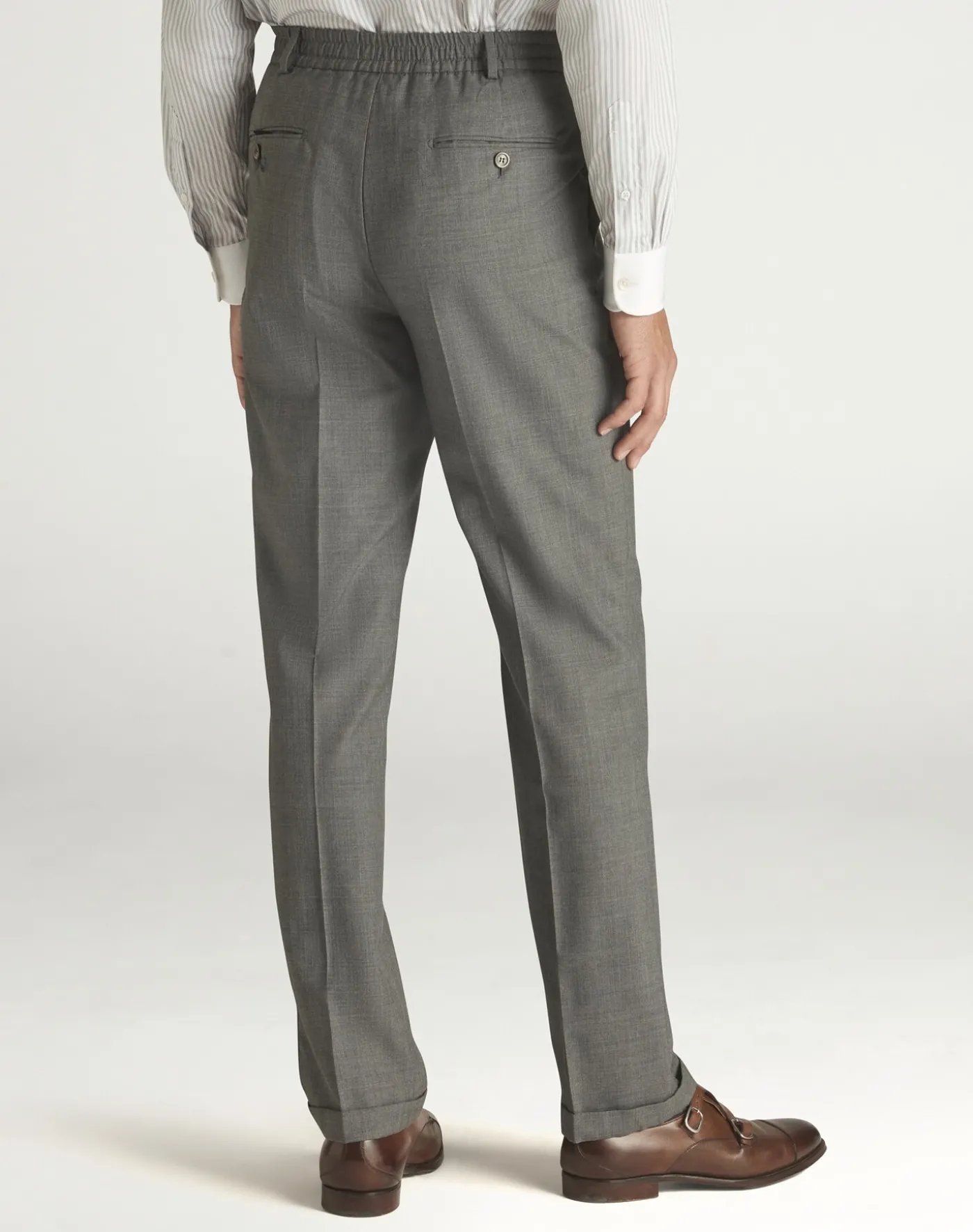 Wool Super 130's and Cashmere Double Pleated Travel Trousers