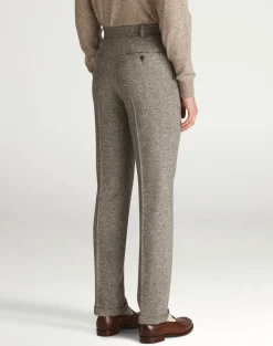 Wool Tweed Donegal Double Pleated Travel Trousers