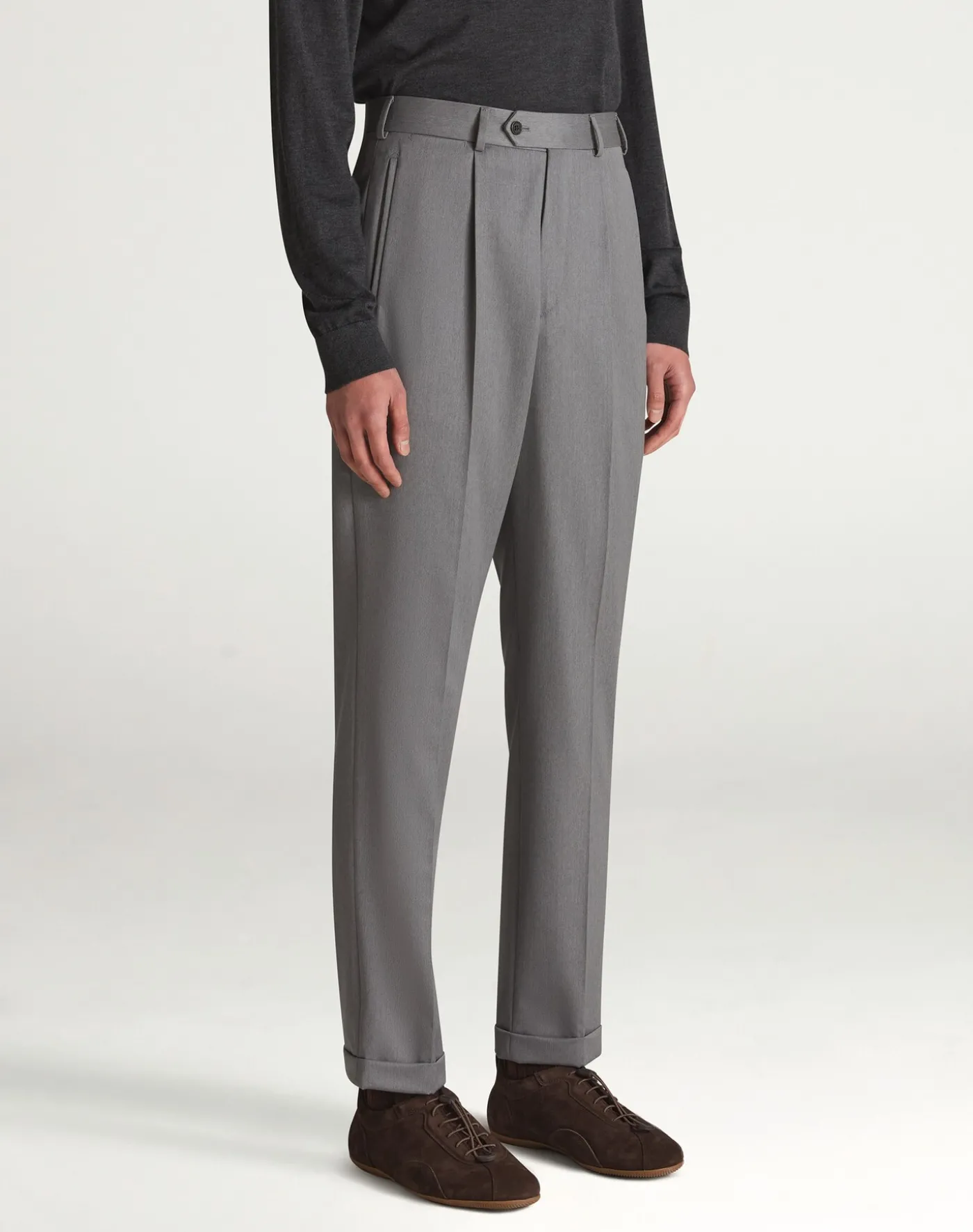 Wool Twill Single Pleat Trousers