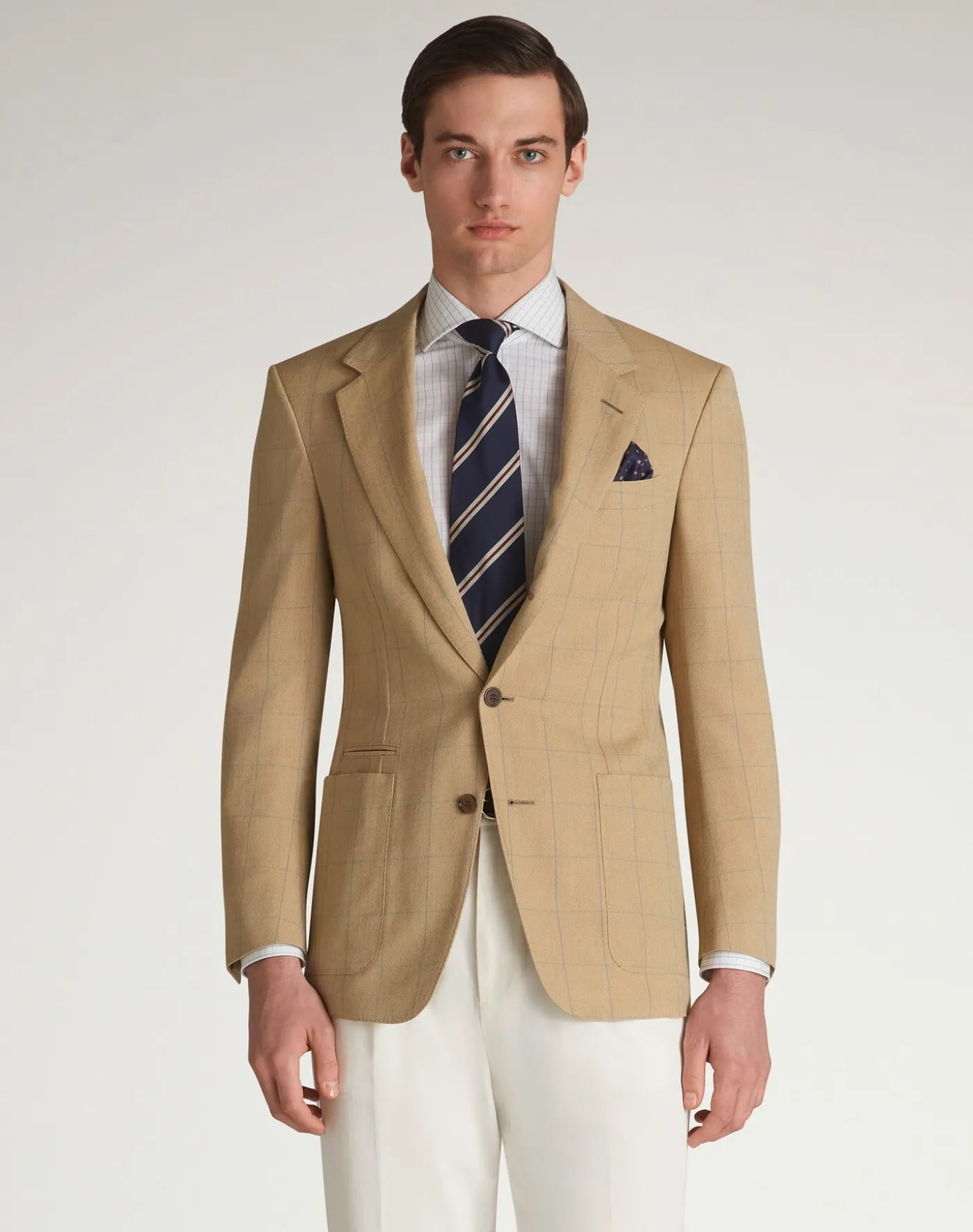 Wool Twill Windowpane Check Bourdon Sports Coat
