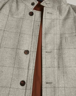 Wool Wool Silk Herringbone With Windowpane Check Bourdon Jacket
