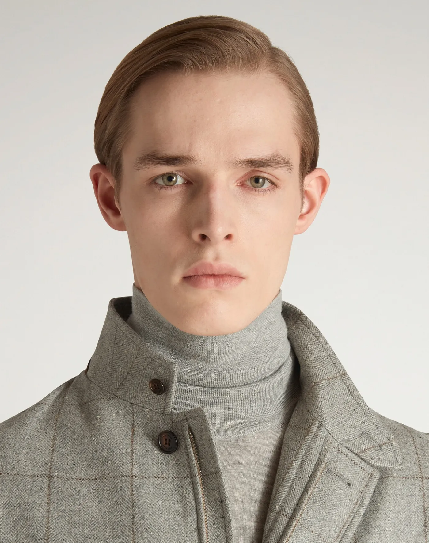 Wool Wool Silk Herringbone With Windowpane Check Bourdon Jacket